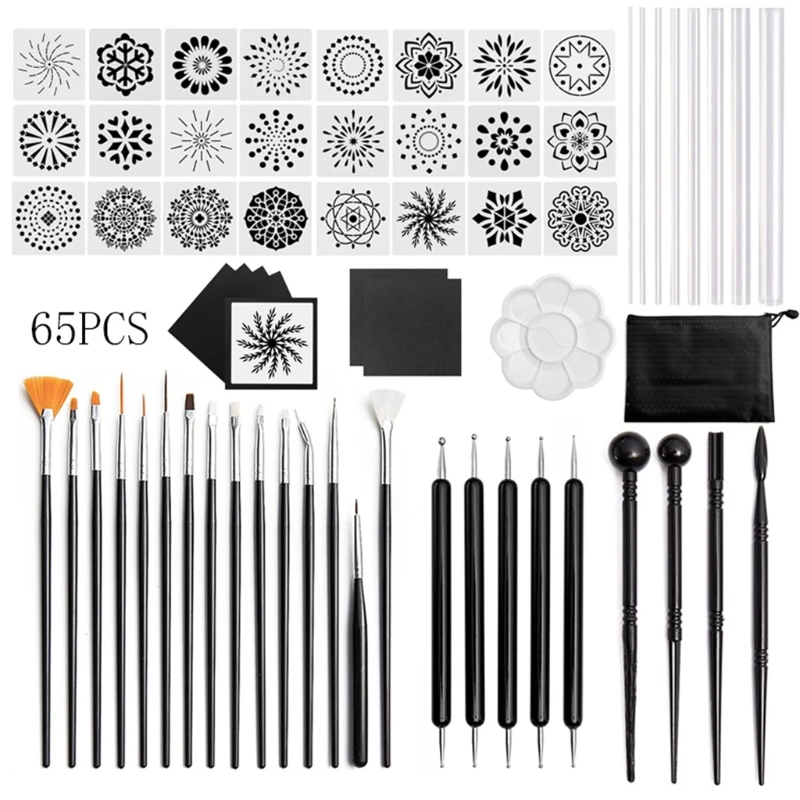 

65pcs Mandala Dotting Tools Set for Painting Rock Stone Acrylic Stick Template