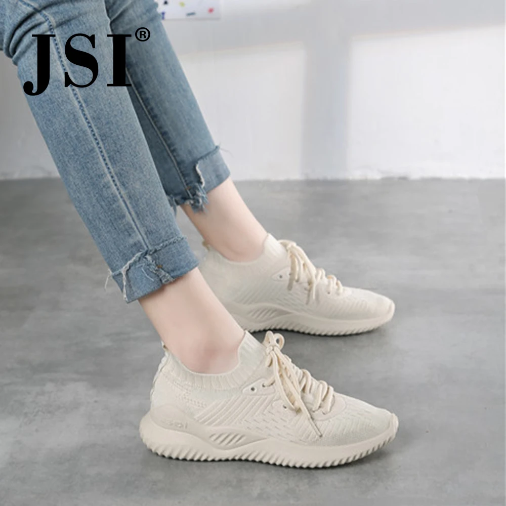 

JSI Fashion Women Flats Breathable High Quality Cross-Tied Lace-Up Anti-Slippery Comfortable Shoes Stylish Sports Sneakers JY80