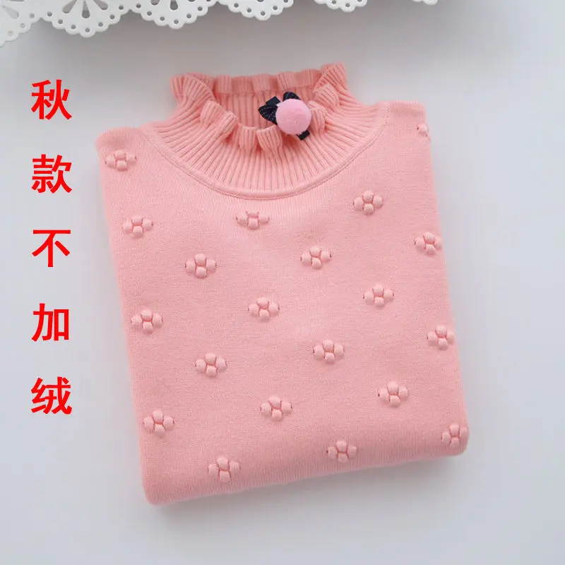 Детские свитера; детская осенне-весенняя одежда; хлопковые пуловеры для маленьких девочек; свитер для девочек; вязаный однотонный ; 90-150 - Цвет: apink