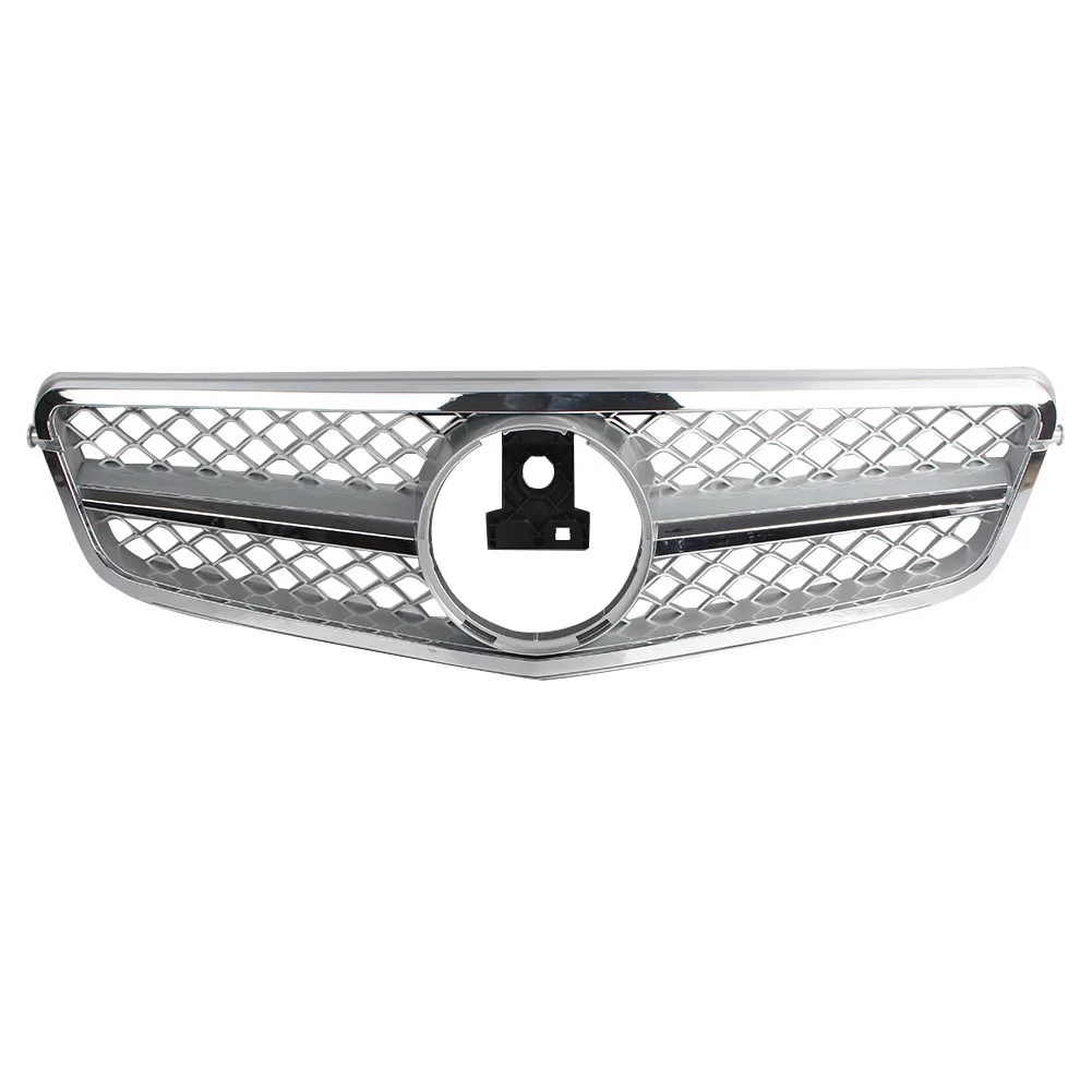 

Auto Car Front Grille For Mercedes Benz C-Class W204 C180 C200 C260 C63 2007 2008 2009 2010 2011 2012 2013 2014 Silver w/ Emblem