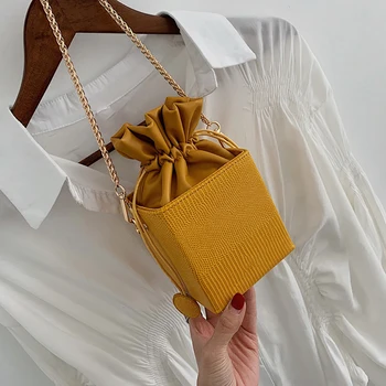 

Fashion Drawstring Bucket Women Purses Bags Small Flap Ladies Handbags Box Shape Crossbody Bags For Women Sac A Main