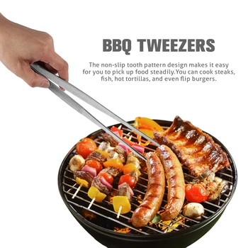 

30CM/12 Inch Stainless Steel BBQ Tweezers Kitchen accessories BBQ Grill Food Tongs Clip Buffet BBQ Restaurant Tool cooking tools