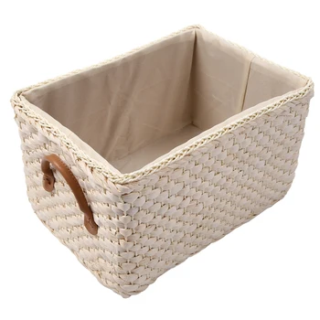 

Storage Basket Japanese Garden Storage Basket Home Sundries Boxes Storage Boxes Corn Husk Woven Basket-White
