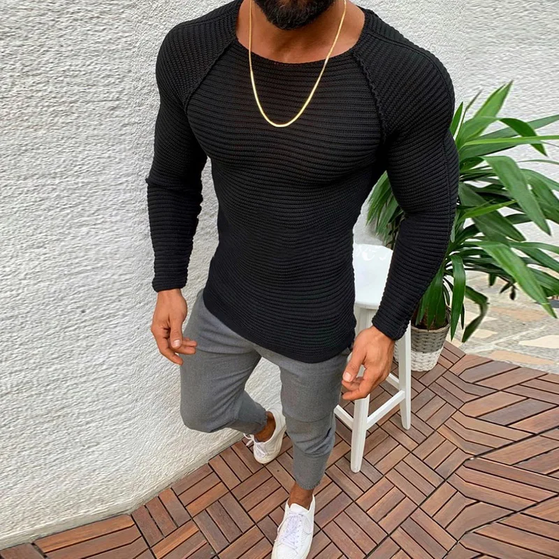 

New Men Autumn Winter Casual Solid Tricot Pullovers Sweaters Clothes O Neck Woollen Slim Fit Sweaters Knitted Tops Pull Homme