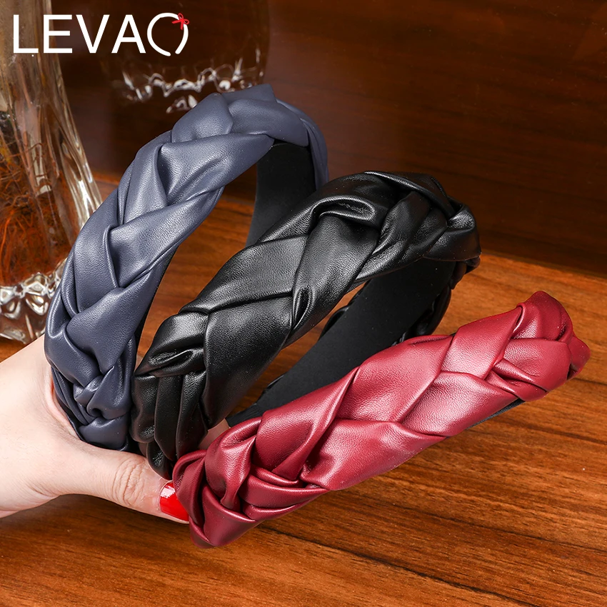 

Levao PU Bezel Headband Leather Weaving Braid Hair Band Hoop for Girls Women Headwear Braided Twist Headband Hair Accessories