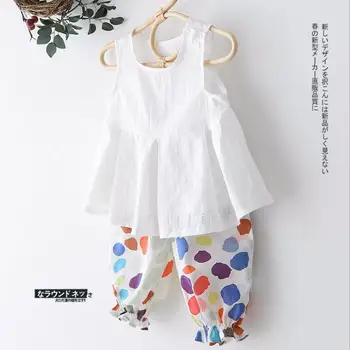 

2020 New Arrival Baby Girls 2pcs Set Vest+Printed Pants Summer Kids Girls Suits 0-5T