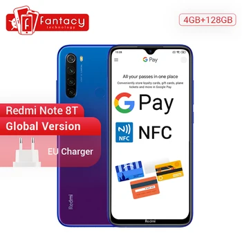 Перейти на Алиэкспресс и купить Новое поступление, глобальная версия, Redmi Note 8 T, 8 T, 4 Гб ОЗУ 128 Гб ПЗУ, Восьмиядерный Snapdragon 665, 6,3 дюйма, FHD + дисплей, 4000 мАч, 18 Вт, QC NFC