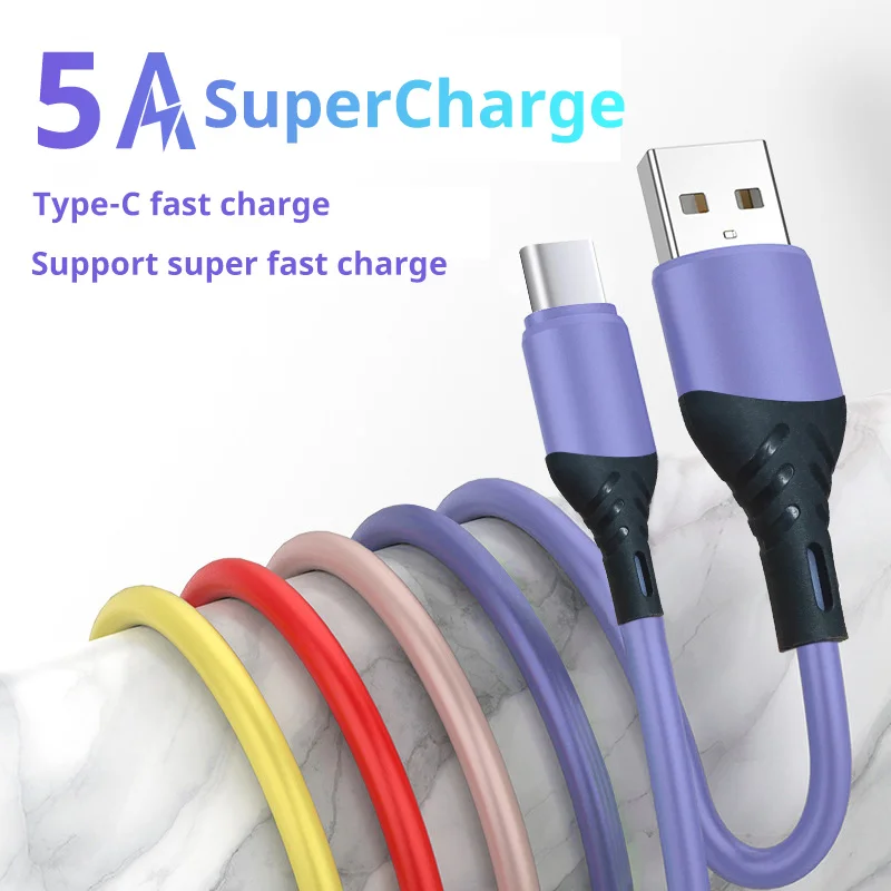 USB Type C Cable 5A Liquid Silicone Fast Charging Micro USB Cable for iphone Samsung Xiaomi Huawei Charger Data Cable Mobile