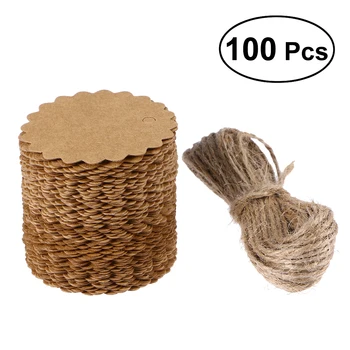 

100pcs Kraft Paper Card / Gift Tag / DIY Tag / Luggage Tag / Price Label Ear Stud Hooks Cardboard Price Tags Party Wedding Decor