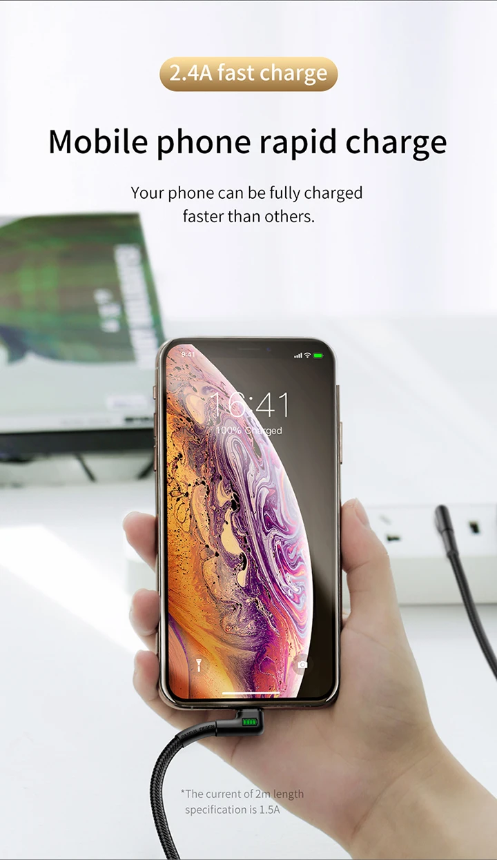 Baseus usb кабель для зарядки с двойным изгибом для iPhone 11 XS Max XR 8 Plus 2.4A быстрое зарядное устройство кабель для передачи данных USB шнур для зарядки