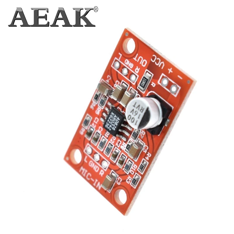AEAK DC 3 8 V 15V AD828 стерео Динамический микрофон предусилитель доска микрофона Модуль