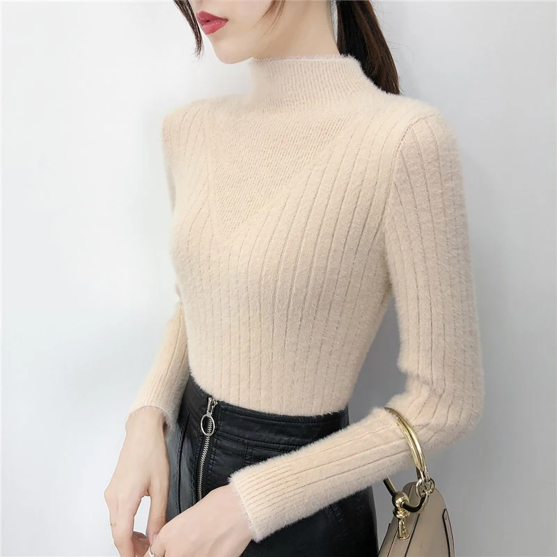 new casual sweater women winter warm pullover korean women clothing knitted sweater female - Цвет: Хаки