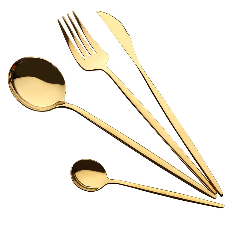 Titanium gold 4 шт./компл. Нержавеющая сталь набор столовых приборов Ножи, столовая ложка, вилка, ложка чайная посуда набор столовой посуды для кухни для мальчиков и девочек, одежда для праздника ужин - Цвет: Titanium gold
