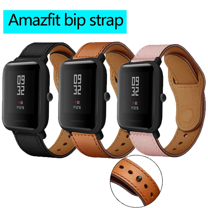 Ремешок для huami Amazfit bip ремешок из натуральной кожи ремешок для часов браслет Amazfit bip lite ремень quick release полосы аксессуары