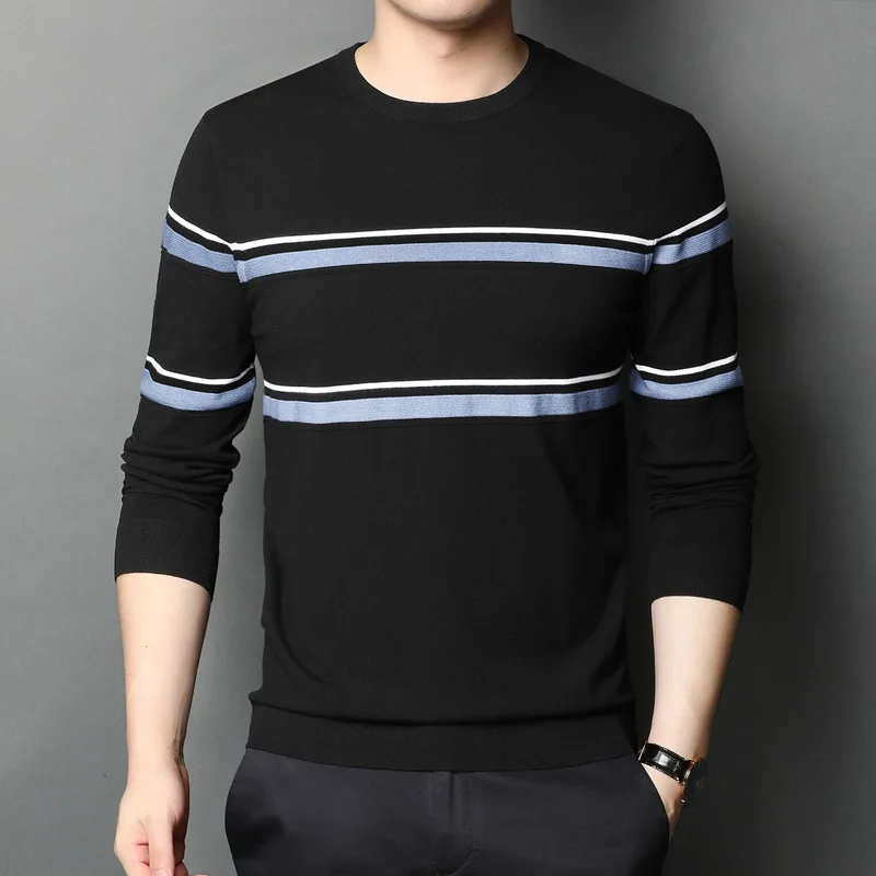 

Fashion Striped Sweater Pull Men Streetwear Brand Sweater Homme 2020 Autumn Winter New Arrival Soft Knitwear O-Neck Pullover Men