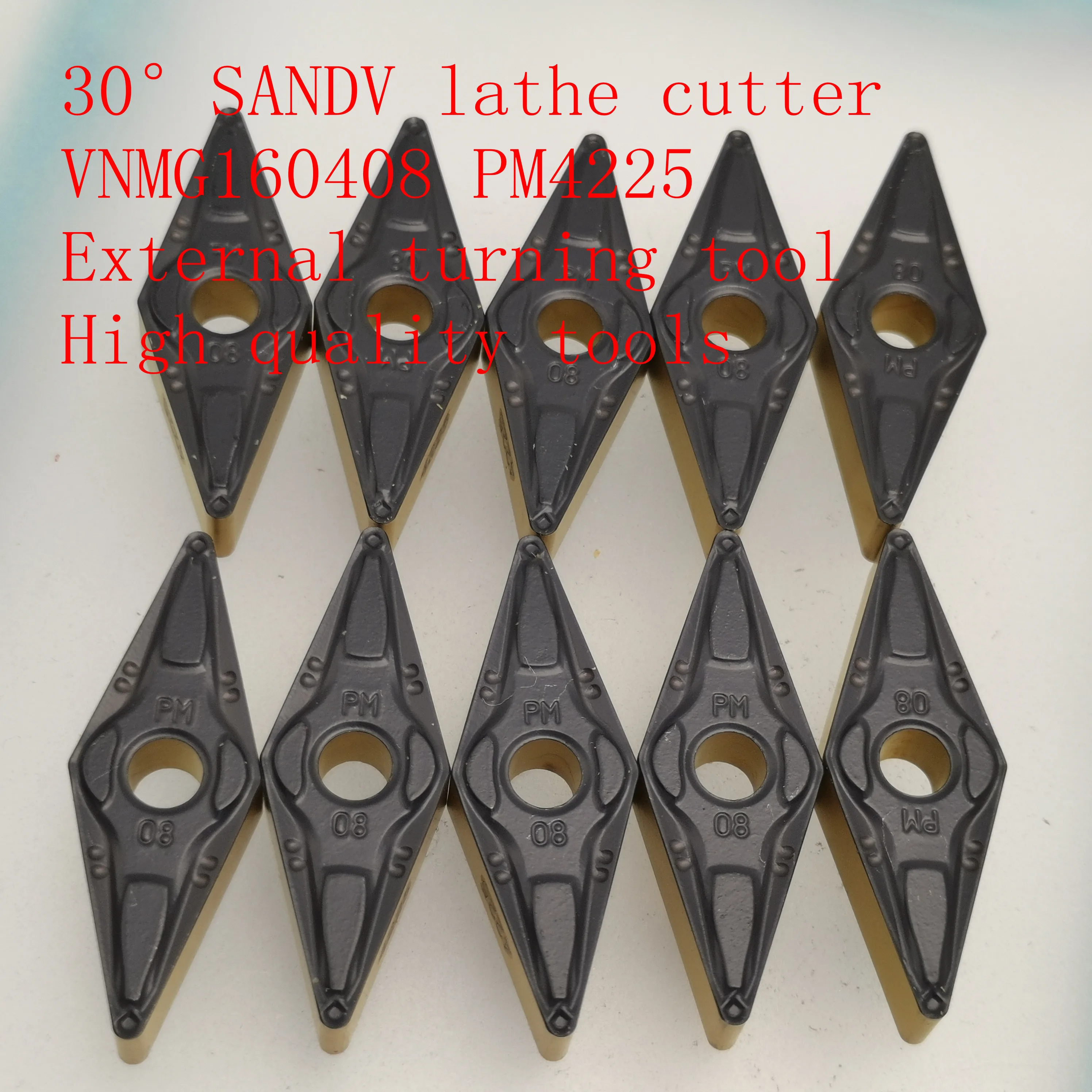 

30°SANDV high quality lathe tool VNMG160408 PM4225 carbide tool, external turning tool CNC tool R0.8 semi-finishing tool