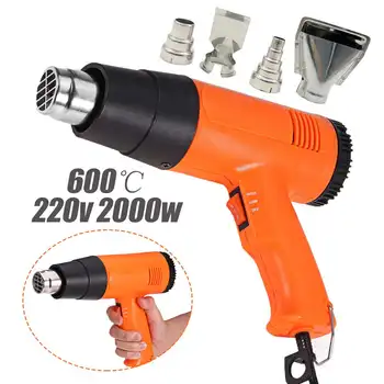 

220V Heat Gun 2000W Electric Hot Air Gun Variable 2 Temperatures Industrial Power Tool with Four Nozzle Attachment EU US PLUG