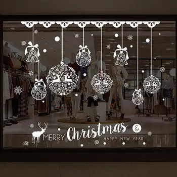

Shop Cupboard Window Christmas Decorations Holiday Christmas Door Decal Removable Waterproof Glass Pvc Sticker