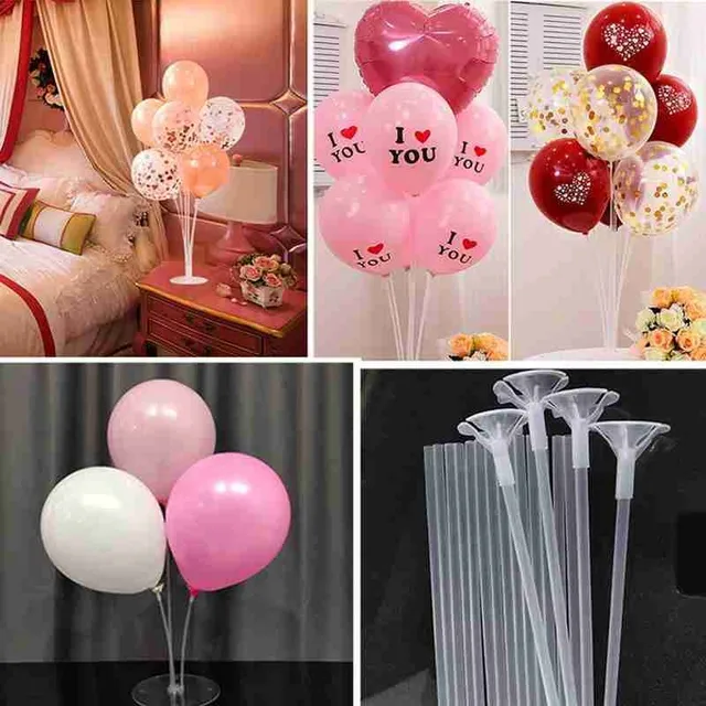 10pcs Balloon Sticks Clear Plastic Rods Balloons Stand Holder Sticks With  Cup Kids Birthday Party Wedding