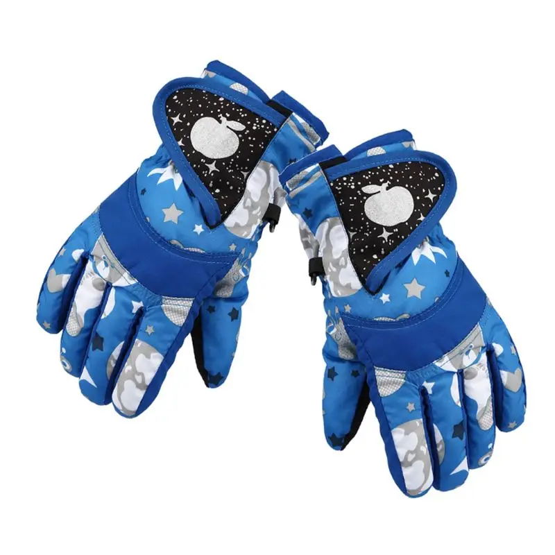 Waterproof Winter Skiing Snowboarding Gloves Warm Mittens For Kids Full-Finger Gloves Strap for Sports, Skiing, Cycling