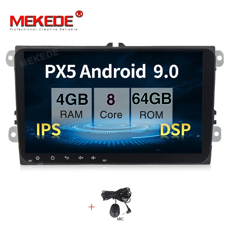 PX5 4 Гб+ 64 ГБ Android 9,0 Автомобильный мультимедийный плеер для VW Skoda Octavia golf 5 6 touran passat B6 jetta polo tiguan 8 ядер navi - Цвет: Standard model