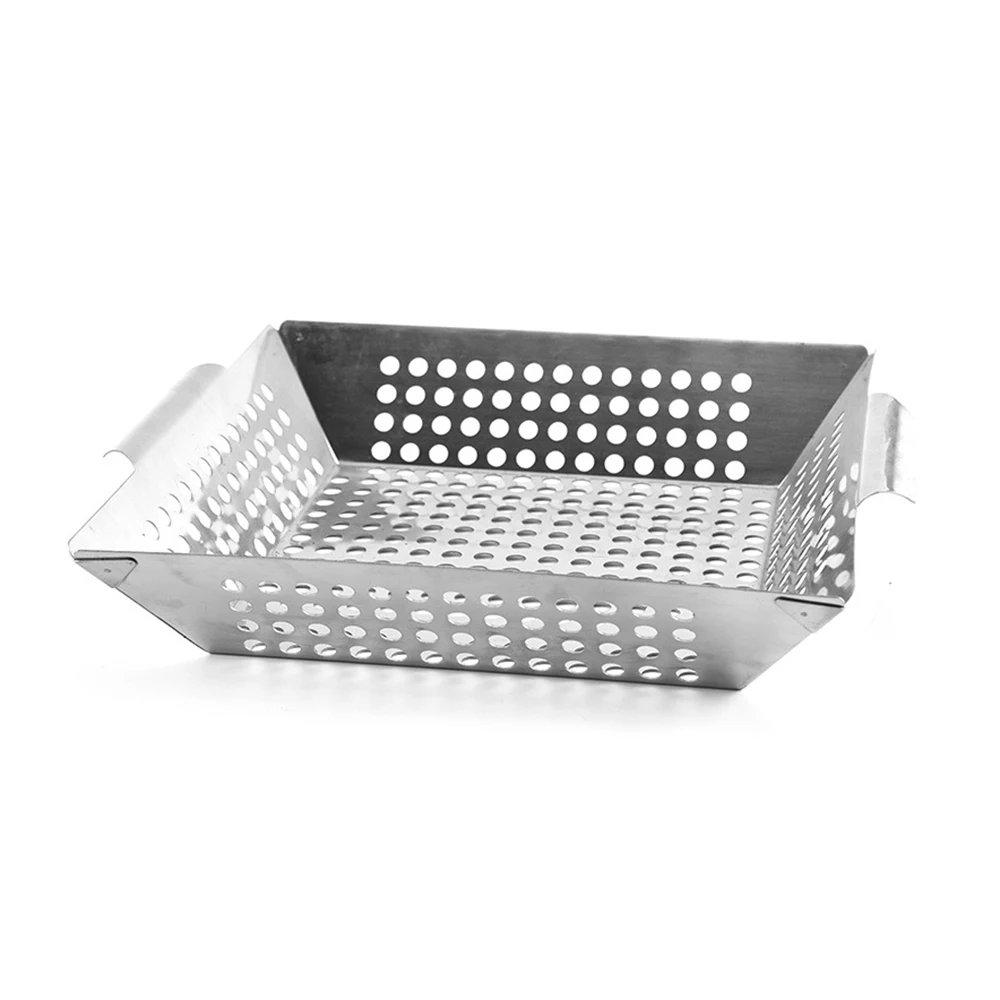 

304 Stainless Steel Barbecue Basket With Leaking Plate Bbq Drainer Multifunctional Drying Pan Fried Chicken Pan Baking Tools