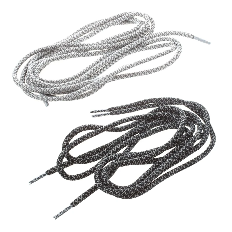 ABDB-2 Pairs Round Rope 3 Meter Reflective Runner Running Sport Shoe Laces Shoelaces A-Style, Black& Gray