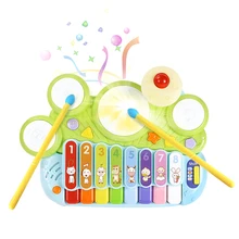 3 в 1 музыкальная игрушка детский ручной стук на пианино инструмент звуковая игрушка раннее образование восьмитональная ударная фортепианная звуковая игрушка