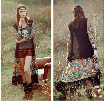 

Women Cardigan Chiffon Tassel Long Beach Cover Up Tops Shirt Beach Tunic Cover ups Capes Dress