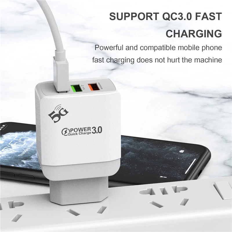 Lovebay 3 порта быстрое зарядное устройство QC3.0 USB ЗУ для мобильного телефона 2.1A EU US UK настенное зарядное устройство адаптер для iPhone XS 11 Pro Xiaomi