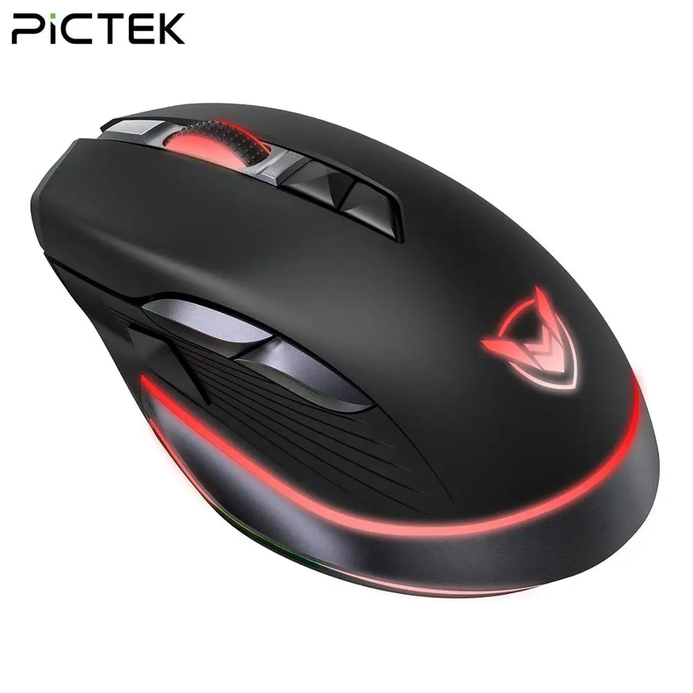 

PICTEK Wireless 10000 DPI RGB Mouse For Double Hand Gamer 8 Programmable Buttons Gaming Mouse Type C Charging Rechargeable Mice