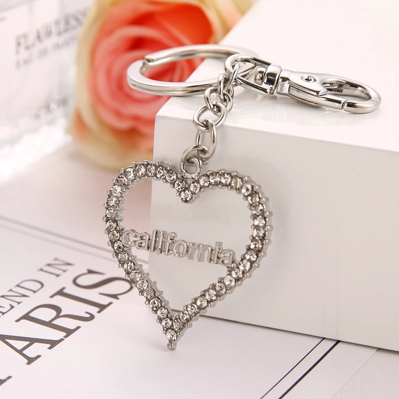 2019 Fashion Explosion Rhinestone California Openwork Love Bag Key chain Party Birthday Gift Free Shipping | Украшения и