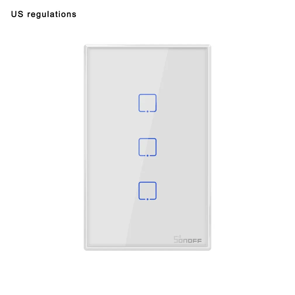 Интеллектуальный выключатель света SONOFF T0US TX Wi-Fi Смарт настенный таймер выключателя света 1/2/3 Поддержка голоса/приложение/сенсорный экран Управление работает с Amazon Alexa Google Home IFTTT - Цвет: 3 gang