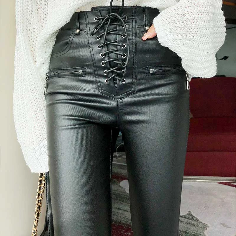 leather cuffed trousers