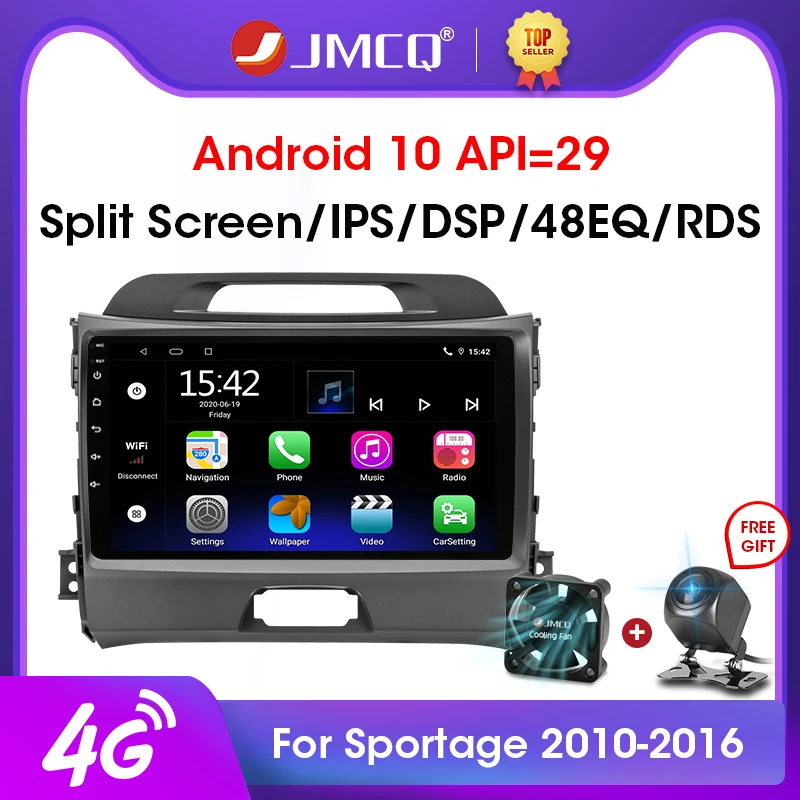 

JMCQ Android 10.0 2GB+32GB DSP CarPlay Car Radio Multimidia Video Player Navigation GPS For KIA Sportage 3 2010-2016 2 din dvd