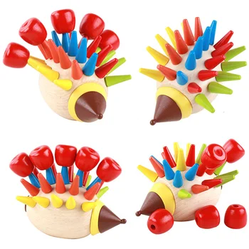 

DIY Magnetic Colorful Hedgehog Knock Toys Wooden Building Blocks Children's EarlyEducational Blocks Toys