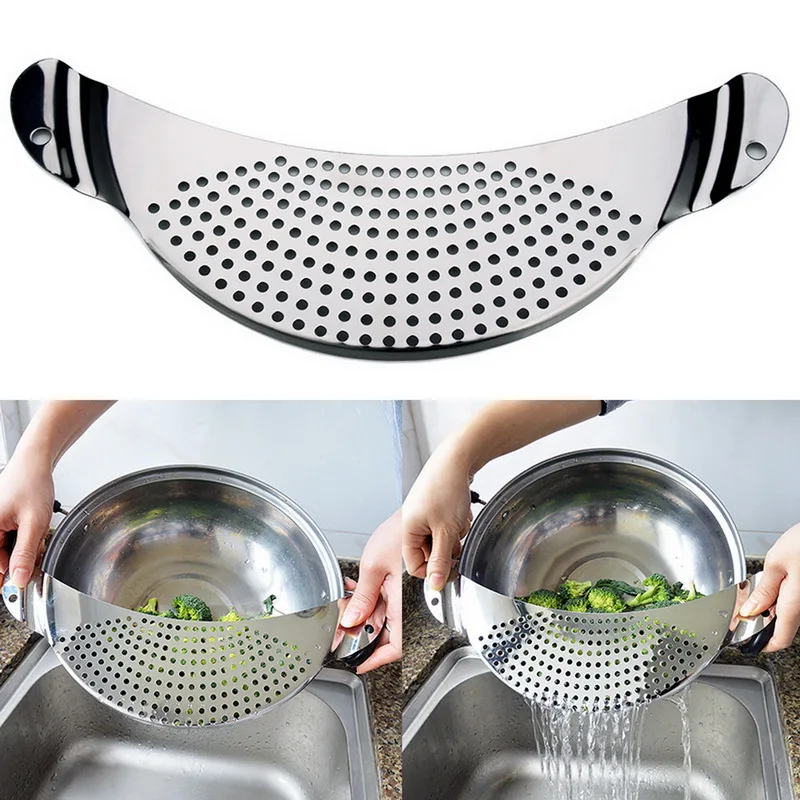 Stainless Steel Pan Pot Strainer Pasta Spaghetti Practical Draining