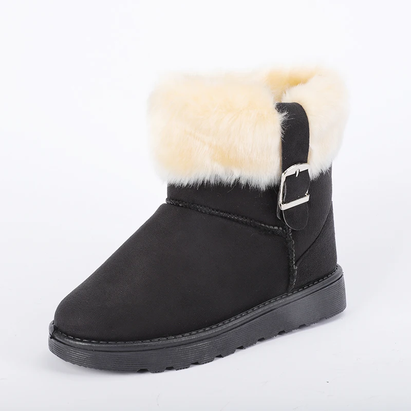 Rimocy Winter Thicken Plush Snow Boots Women Fashion Buckle Warm Fur Ankle Boots Woman Slip on High Platform Shoes Female