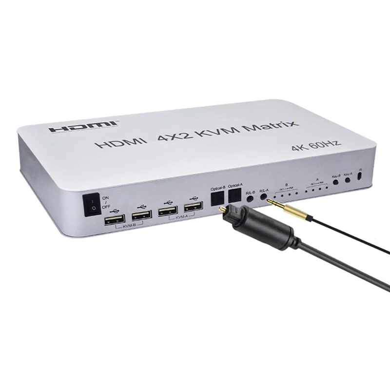 saídas, usb 2.0, matriz kvm 4k, 60hz,