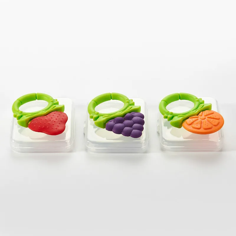 Baby Fruit Teether Baby Molar Stick Playing Mouth Fruit Silicone Bite Le Toys Gift Storage Box