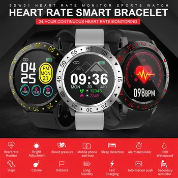 

Women Men Fitness Smart Watch Sports Smart Watch Waterproof Heart Rate Blood Pressure Monitoring Call Reminder Pedometer Watch