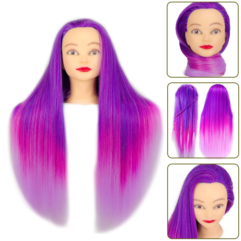Rainbow Dolls Mannequin Manikin Head With Synthetic Hair For Hairdressers Hairstyles Hairdressing Styling Training Head synthetic mannequin head