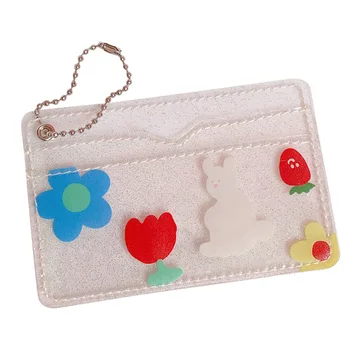 

2020 New Cute Rabbit Transparent PVC Cartoon Women Card Case Business Card Holder Girls Credit Card Bag ID Card Mini Wallet
