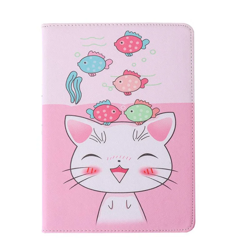 

Cartoon Cat Pattern Soft Back Case For iPad 2 3 4 Stand Cover Auto Wake/Sleep Cases For iPad 10.1 inch Tablet PU leather Case