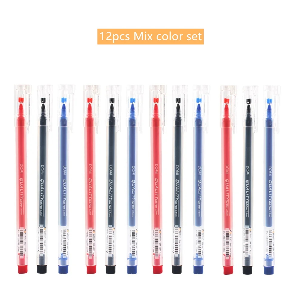3 color mix 12 шт., Классическая гелевая шариковая ручка, 0,5 мм, прозрачный треугольный корпус, черный, синий, красный цвет, ручки для письма, подписи, для офиса, школы, A6873 - Цвет: 3 color mix