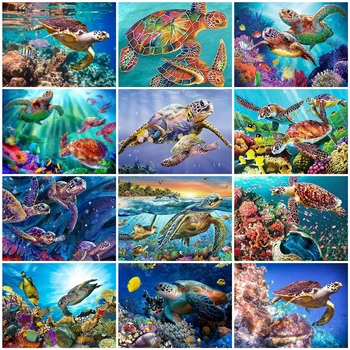 

AZQSD DIY Unframe Oil Painting By Numbers Animal Handpainted Gift Drawing By Numbers Turtle Acrylic Paint For Adult Handicraft