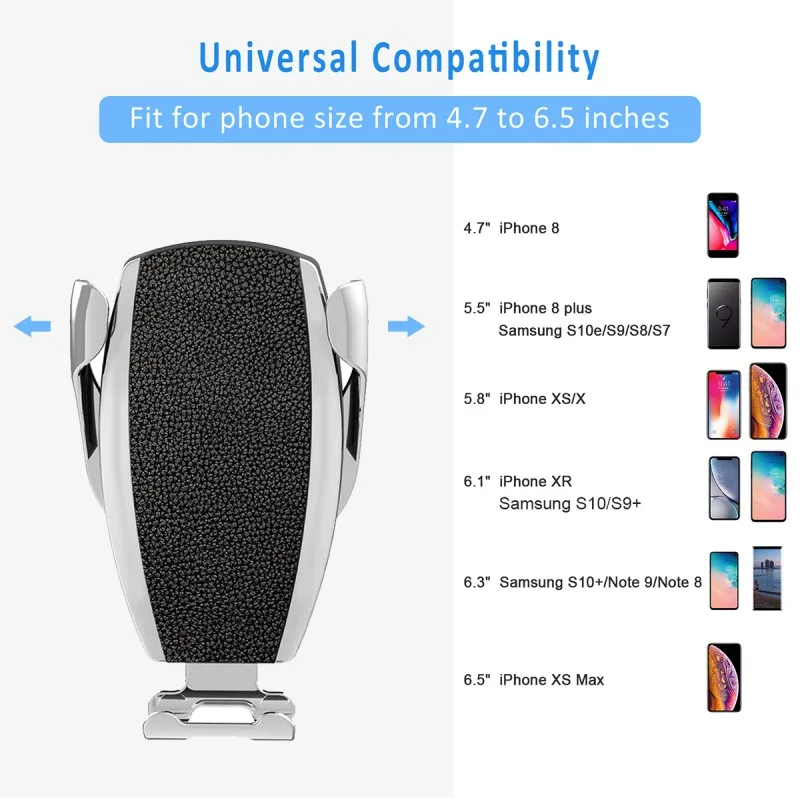 15W Qi Wireless Car Charger Phone Holder Auto Clamping Air Vent Stand For Samsung S9 S10 iPhone X XS XR For Xiaomi 9 Huawei P30
