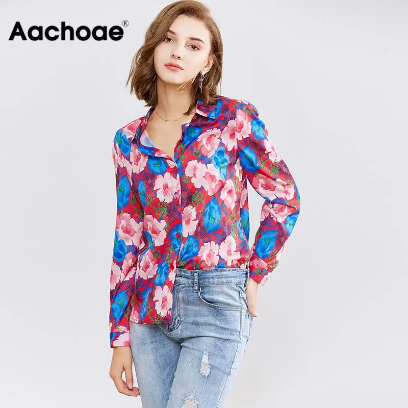 Aachoae Women Blouses 2020 New Floral Printed Long Sleeve Shirt Top Casual Turn Down Collar Office Blouse Shirt Ladies Tunics XL Aachoae Women Blouses 2020 New Floral Printed Long Sleeve Shirt Top Casual Turn Down Collar Office Blouse Shirt Ladies Tunics XL