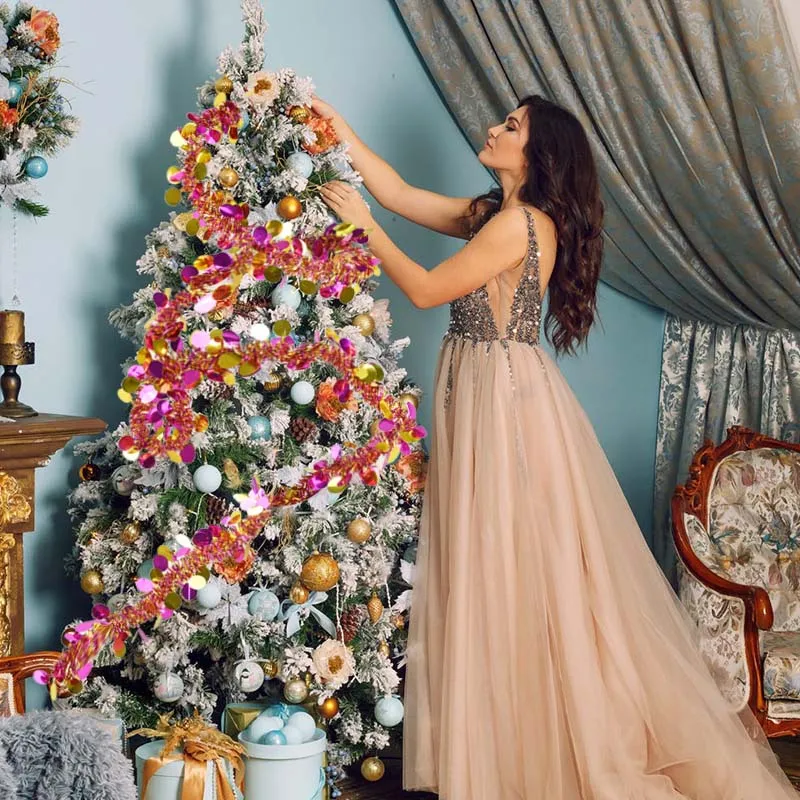 2 м красочная гирлянда, украшение для рождественской елки, украшения для дома, свадьбы, Рождества, дня рождения, фестиваля