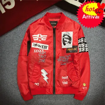 

Men's New Arrival Spring Summer Thin MA-1 Flight Jackets Fashion Print Rock&Roll Pilot Casual Bomber Jacket Zippers Coat